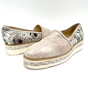 Michele Lopriore Loafer Shoes Womens‎ 9.5/10 Pink Floral Metallic Platform READ